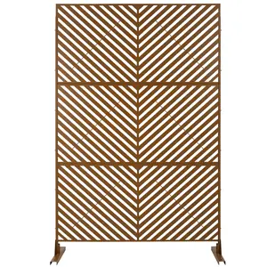 Freestanding Rust-Resistant Metal Privacy Screen, 76x48 in PS113 Model, Decorative Privacy Fence Panels for Deck Balcony, Indoor & Outdoor Use