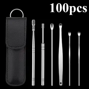 Stainless Steel Toothpick Set with Storage Tube, 1 Set Portable Toothpick Set, Oral Teeth Cleaning Tool, Ear Wax Removal Tool, Spiral Spring Ear Pick Set