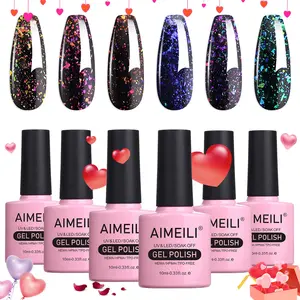 AIMEILI Galaxy Paranoid Collection Clear Glitter Gel Nail Polish KIT (SET6-18)
