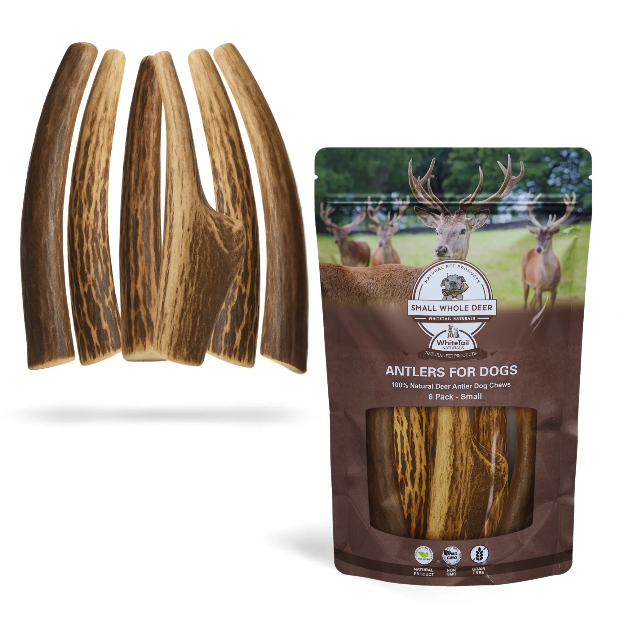 Small | Whole Deer Antler Dog Chews - Single Antler or Multipack