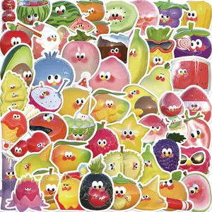 Fruit Family Pattern Sticker, 50pcs/set Fun Cartoon Pattern Decorative Sticker, DIY Decals for Water Bottle, Cellphone, Phone Case, Journal Making, Ornaments