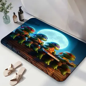 1PC,2D Ninja Turtles Creative Diatomaceous Earth Doormat Non-slip Bath Mat Quick Drying Bathroom Floor Mat Kitchen Water Absorbent Pad Cartoon Anime Peripheral Home Decor Mat Kids Gift Idea