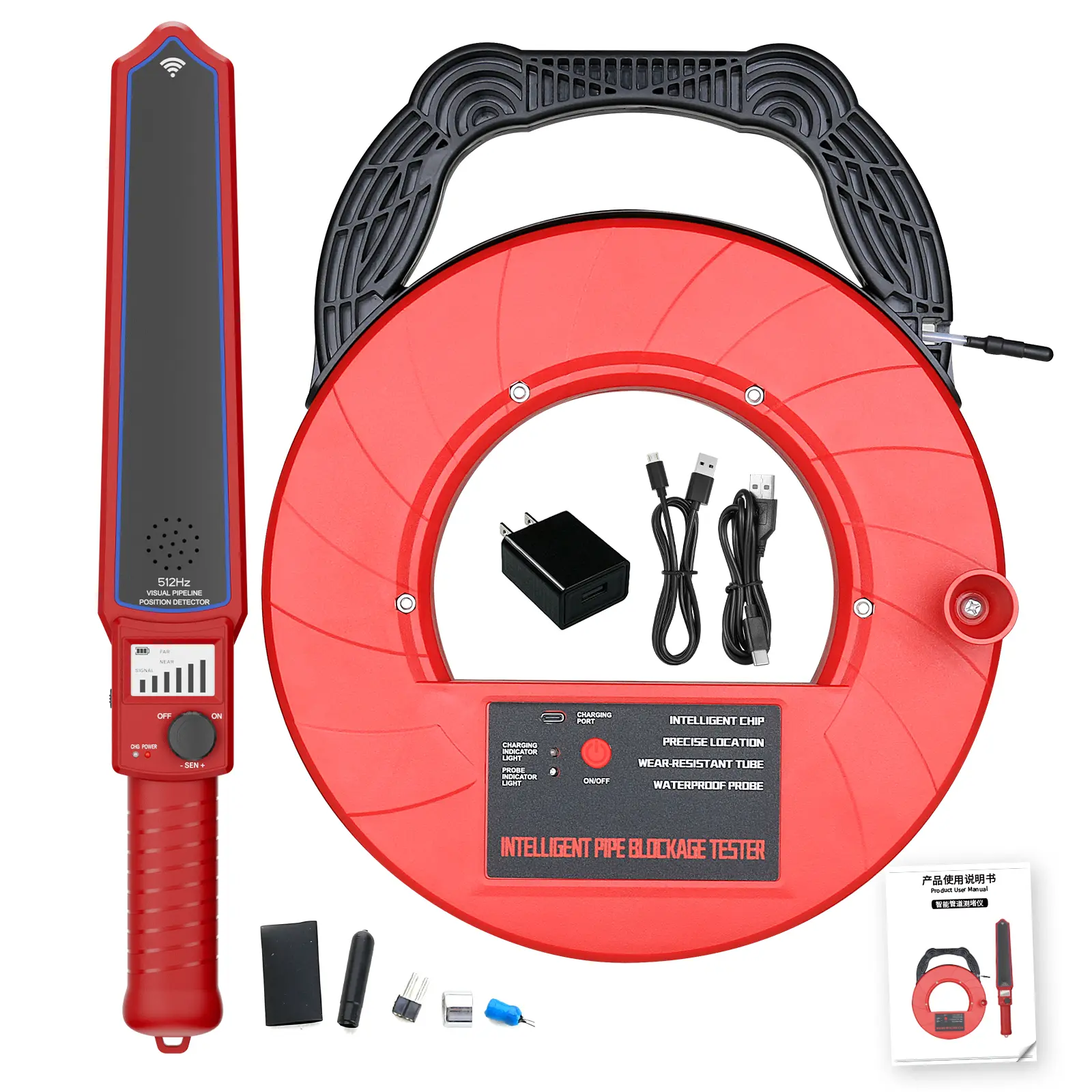 【fathersdaygift】Pipe Blockage Detector, Water Pipe Locator Underground Diagnostic-Tool Wall Scanner Pipeline Blocking Clogging Scanner Plumbers Instrument For Metal PVC Water Pipes, 20M