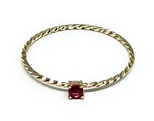 10k Solid Gold Yellow Gold Red DAINTY CZ Ring (FC 159)