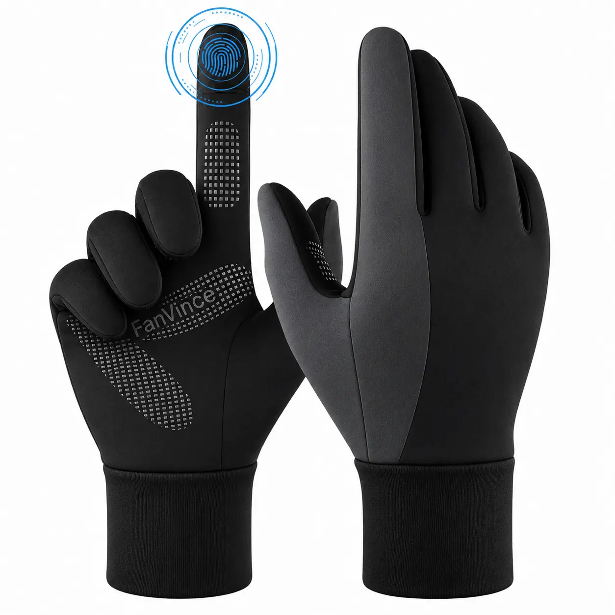 Winter Gloves for Men Women, Touch Screen Thermal Ski Gloves Black Grey, Windproof Water Resistant Cold Weather Gloves with Grip, Full Finger Gloves for Running Cycling Hiking Outdoor Work & Holiday Gifts