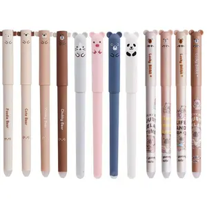Cute Animal Design Erasable Gel Pen, Aesthetic Pens, 4 Counts Bear Design Erasable Pen & 4 Counts Capybara Design Erasable Pen & 4 Counts Food Bear Design Erasable Pen, Office Stationery & Supplies