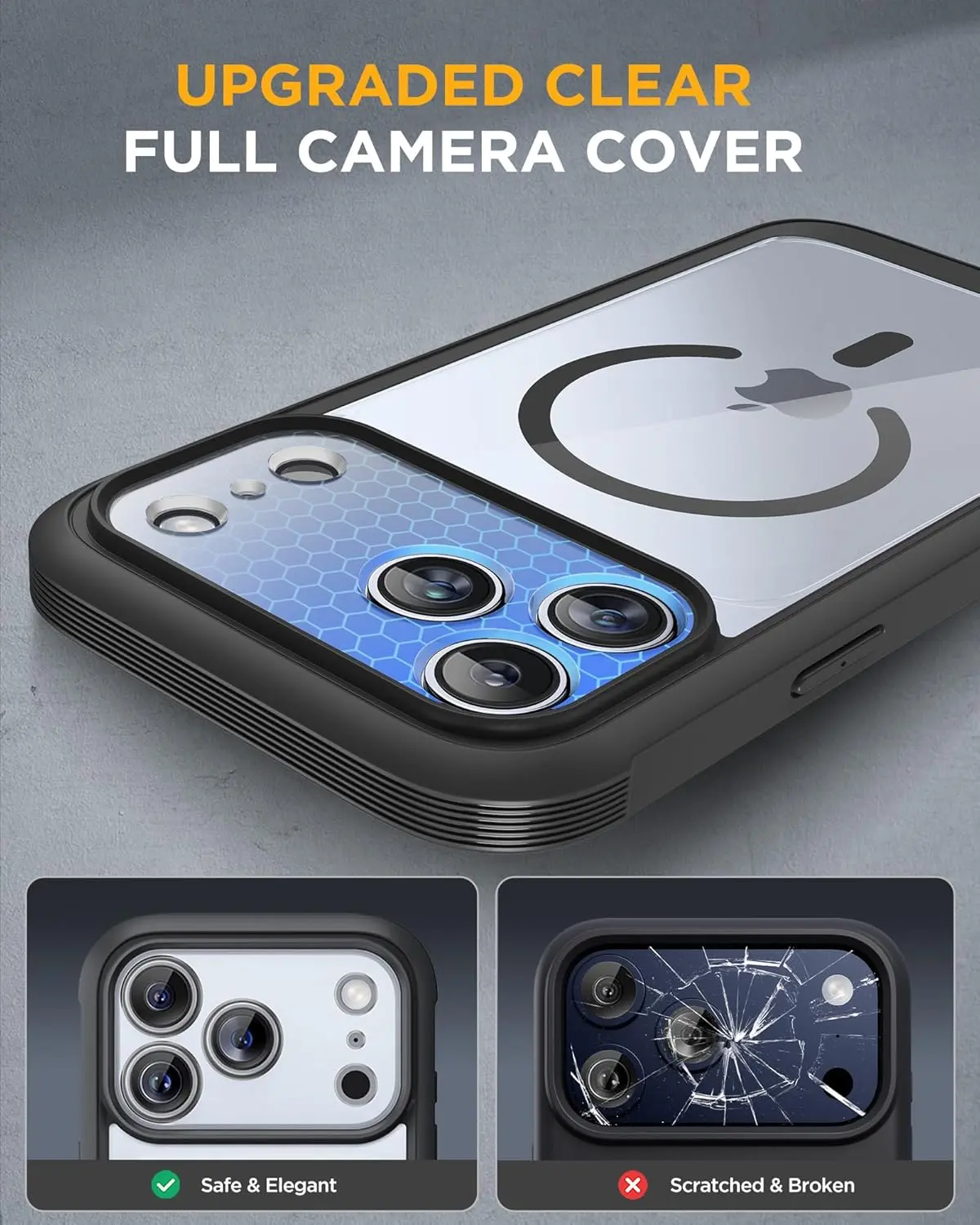 Miracase for iPhone 17 Pro Max Case 6.9" Full Body Protection with Built-in Glass Screen Protector & Full Camera Protector Magnetic MagSafe Drop Proof Cover Black
