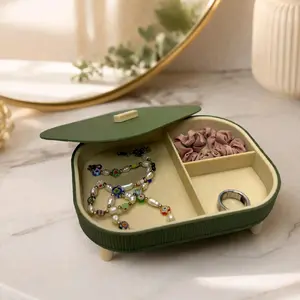 The Gatsby Accessory Tray - Thin & Double Size Options in Black/Tan or Green/Tan - Stylish Holder for Your Needs