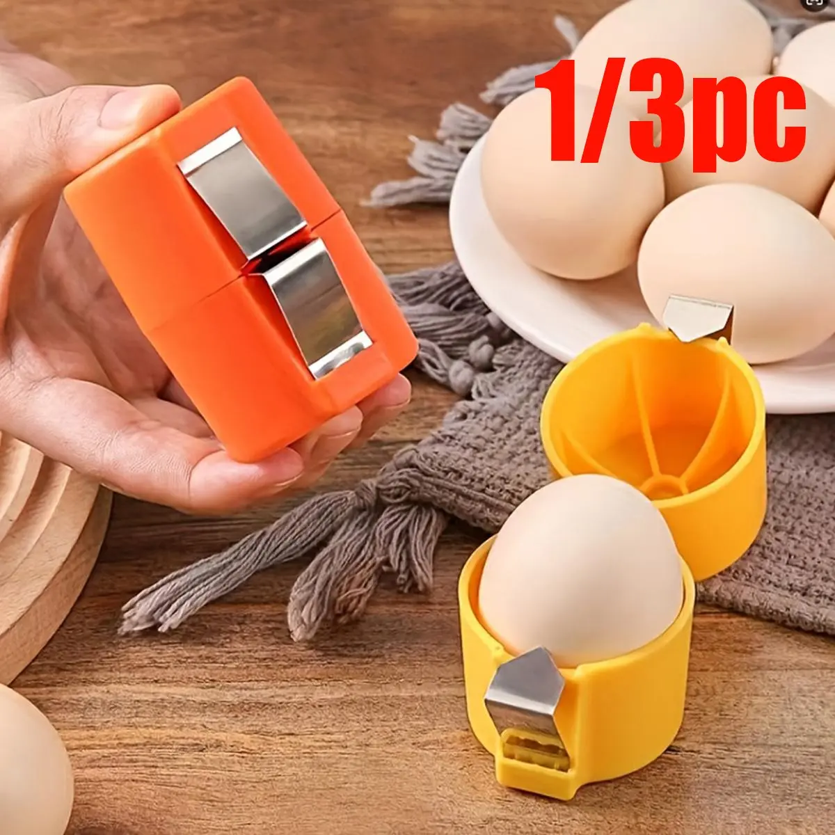 3-In-1 Egg Shell Opener and Peeler with Stainless Steel Blade, Ergonomic Design, Quick Easy Cutting, Hygienic Single Hand Operation, Kitchen Gadgets