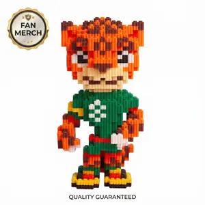 3D Leopard Mascot Micro Building Blocks Mosaic Model Kit, Miniature Nano Brick Assembly Toy, Cool Desk Decoration & Room Decor, Creative DIY Gift for Sports Lovers