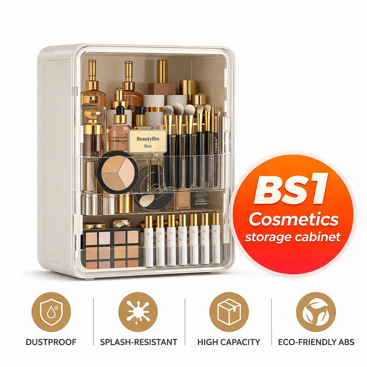 Large Capacity Makeup Organizer, Cosmetic Storage Box with Brush Holder, Desktop Vanity Organizer for Skincare & Cosmetics, Bathroom Bedroom Dressing Table #SummerVibes