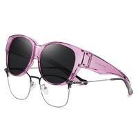 Transparent Purple Frame Grey Lens