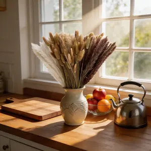 Farmhouse Kitchen Decor: Natural Dried Pampas Grass