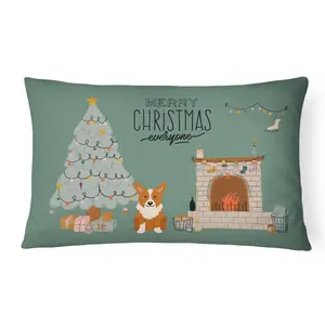 Carolines Treasures  12 x 3 x 16 in. Corgi Christmas Everyone Canvas Fabric Decorative Pillow