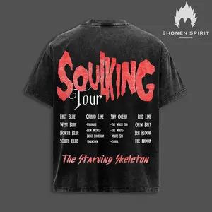 Brook "SoulKing Tour" Washed Oversized Tee – Double-Sided Print One Piece Shirt | Vintage Streetwear Unisex Casual Crewneck Shortsleeve Round Neck Tropical Streetwear  Couple style Unisex Gift for Birthday Christmas