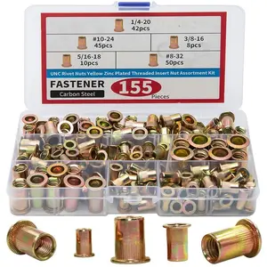 Locking nut combination set, nut kit, flat-head threaded embedded nut combination set, hex nuts, Heavy Duty Fastening