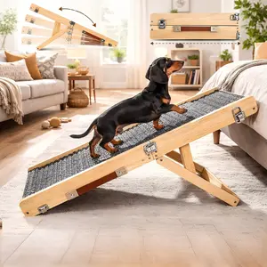Small Dog Ramp for Sofa,  Foldable Dog Ramp for Couch, 4 Adjustable Height from 13'' to 21", Portable Stable Pet Steps with Non-Slip Pad, Pet Ramps Use for Sofa Couch Stairs