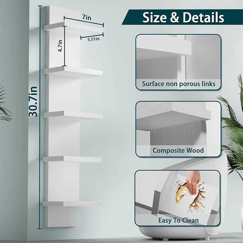 White floating rack with 5 layers and a