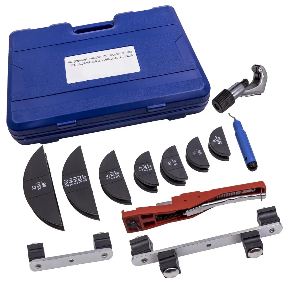 HVAC Ratcheting Pipe Tube Bender Tool Kit 1/2 1/4-7/8 90 Bending 7 Dies