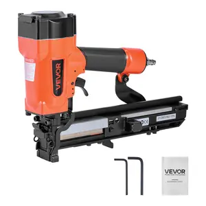 VEVOR Pneumatic Staple Gun, 16 Gauge 1-inch Wide Crown Pneumatic Stapler 5/8" to 1-1/2" Length, 70-120PSI Air Staple Gun with Two Firing Modes for Roof Decking, Wall Sheathing, Fencing, Subflooring