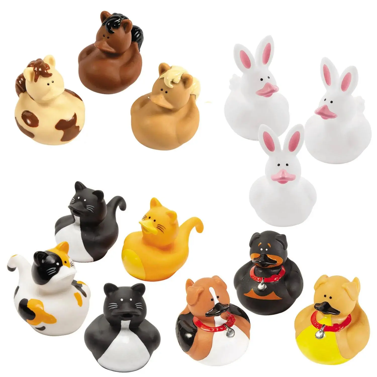 2" Bulk 48 Pc. Animal Vinyl Rubber Ducks Assortment