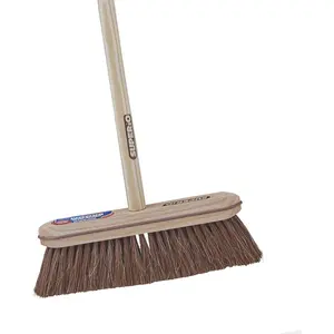 Kitchen and home horsehair broom with wood handle fine premium bristles heavy duty household broom easy swiping dust and wisp floors and corners 12 sweeping head