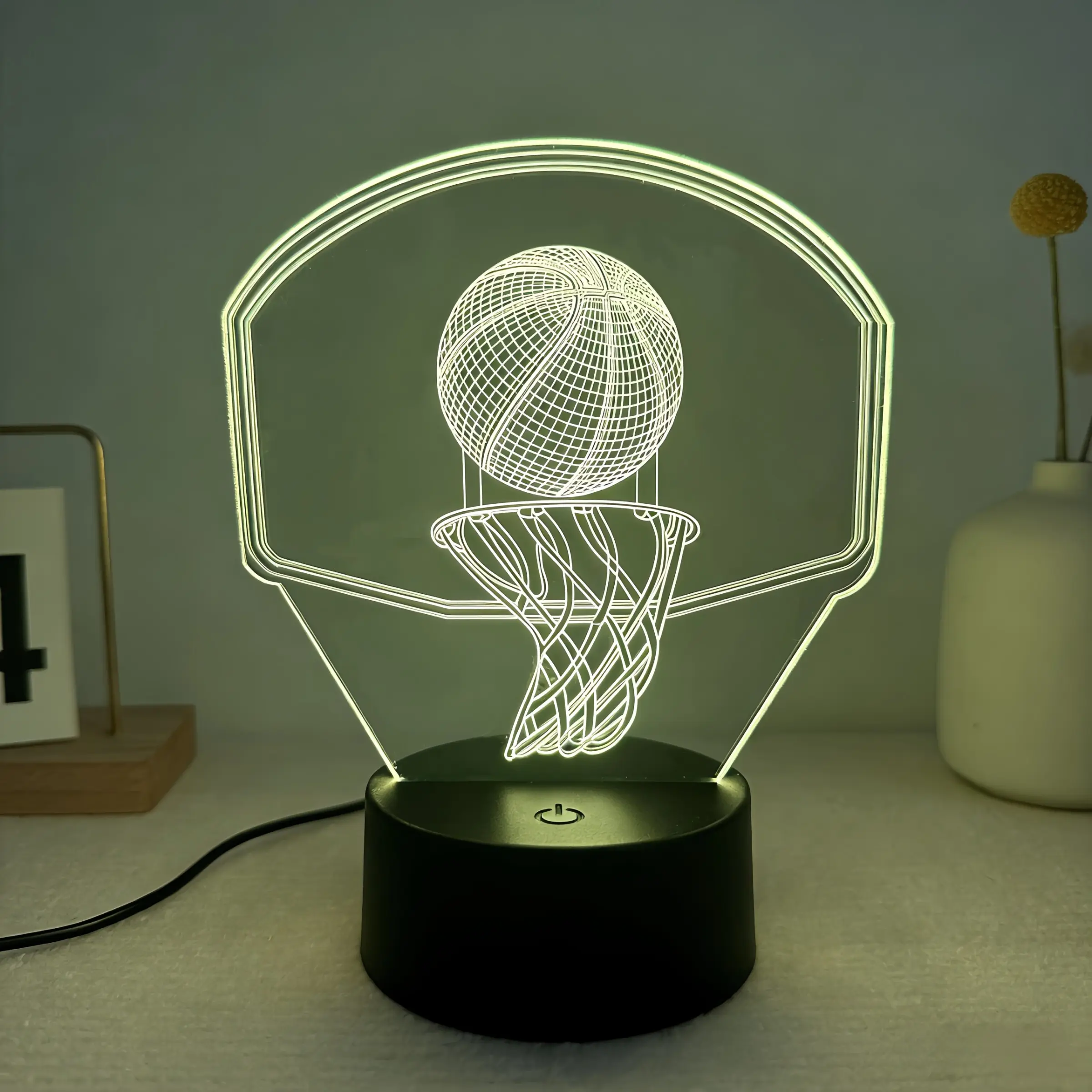Basketball Hoop 3D Night Light, Gradual Color Changing Desk Lamp, Sports Fan Bedroom Gaming Room Trendy Atmosphere Light, Gift for Sport Collectors