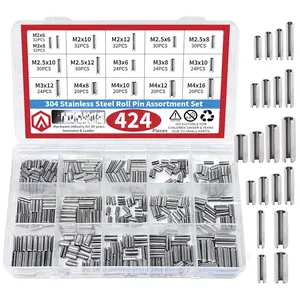 424- Stainless Steel Roll Pin Kit - Spring Dowels, Slotted & Split Pins (M1.5-M6, 14 Types) - -Resistant Fasteners for Machinery, Automotive & DIY Repairs