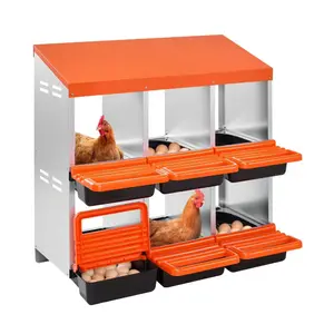 VEVOR 2 Tiers Chicken Nesting Boxes, 6 Compartments, Metal Egg Laying Boxes with Protective Collection Lids, Roll Out Nesting Box, Easy to Assemble, Ideal for Hens, Ducks, Chickens, and Other Poultry