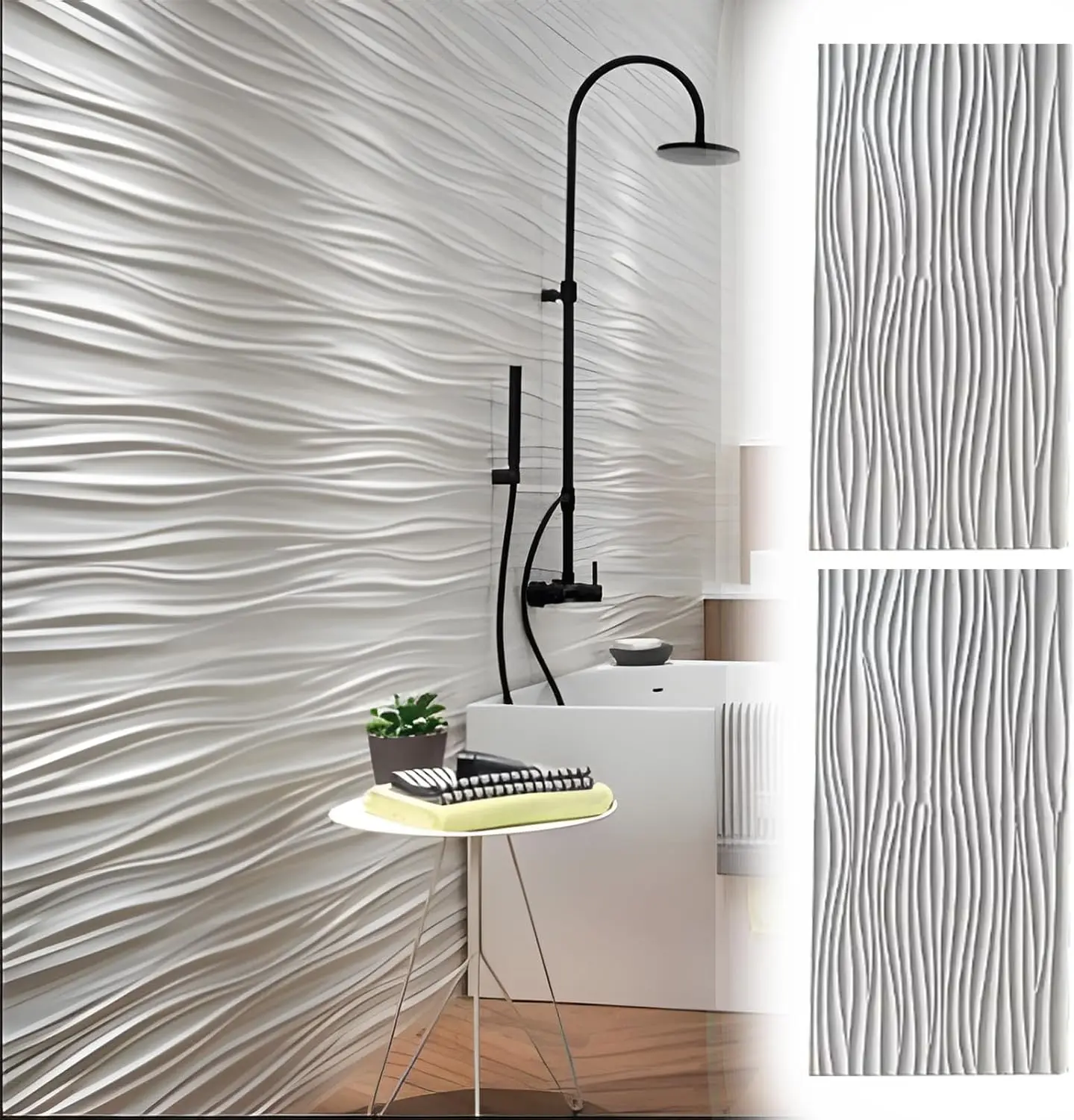 Wave Design 3D Wall Panel, Decorative Wall Cladding Panels for Living Room Lobby Office Gaming Setup, Cuttable 3D Wall Cladding, Easy to Install(White)