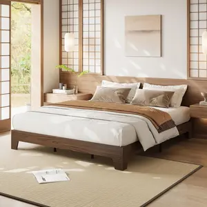 California King Platform Bed Frame,Solid Wood & Metal Slat Support,10.24" Underbed Storage,No Box Spring Needed,Easy Assembly,Walnut
