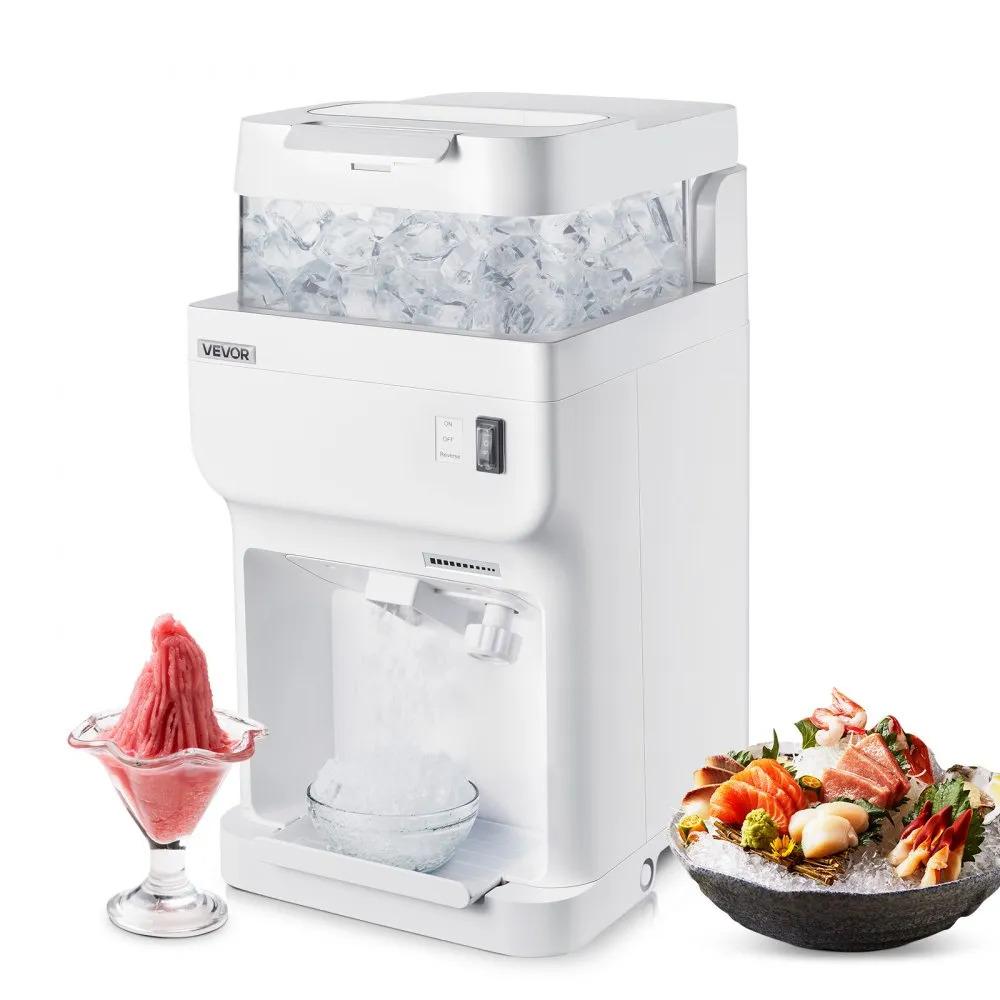 Commercial Ice Shaver Crusher, 220lbs Per Hour Electric Snow Cone Maker with 8L Ice Cube Box, 350W 1500RPM Tabletop Shaved Ice Machine for Parties Events Bar, Home and Commercial Use (White)
