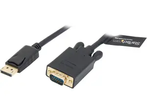 StarTech.com DP2VGAMM15B 15 ft. Black Connector A: 1 x DisplayPort (20 pin) Latching Male    Connector B: 1 x VGA (15 pin; High Density D-Sub) Male DisplayPort Cable 1920 x 1200 Male to Male