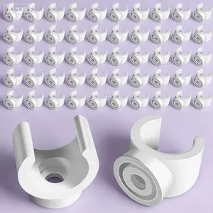 White Plastic U-Shaped Pipe Clamps, 50-Pack 1/2 Inch PEX Tubing Support, 16 mm PVC Water Pipe Hanger Clips, Reusable Pipe Holder Tools, Secure Fastening Installation