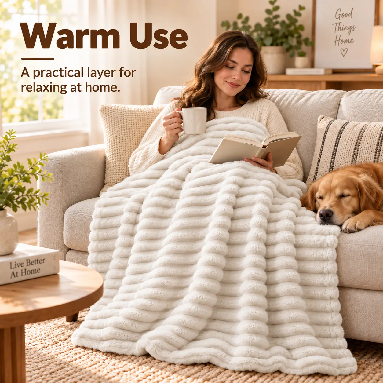 Ultra Soft Plush Throw Blanket, Cozy Fuzzy Blanket for Couch & Bed, Warm Lightweight Blanket for Adults & Pets, Soft Home Decor Blanket, Multiple Sizes & Colors Available