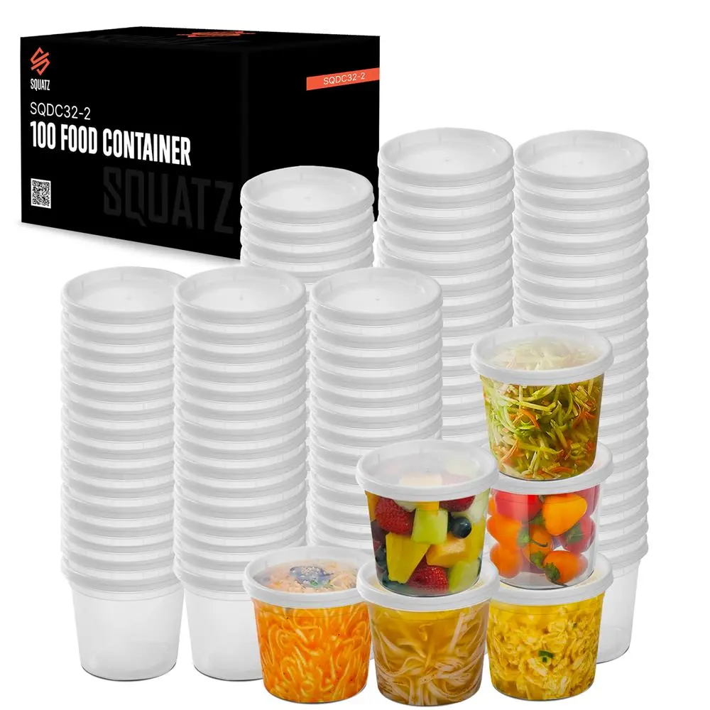 100 Pack Clear Microwavable Food Containers - 32oz | Leakproof, BPA-Free & Freezer Safe Soup Container - Stackable Food Storage for Meal Prep, Snacks, Sauces & Leftovers - Everyday Use Home Kitchen Essentials