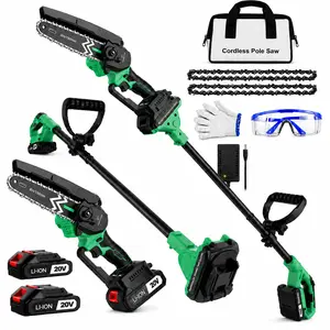 Cordless Pole Saw-2-in-1/20V Mini Chainsaw 6-Inch - Compact Handheld Electric Chain Saw with 2 Batteries  Security Lock for Efficient Wood Cutting, Tree Trimming, and Pruning - Trending Christmas Gifts and New Year Gift Ideas Power Tools Tool Kit