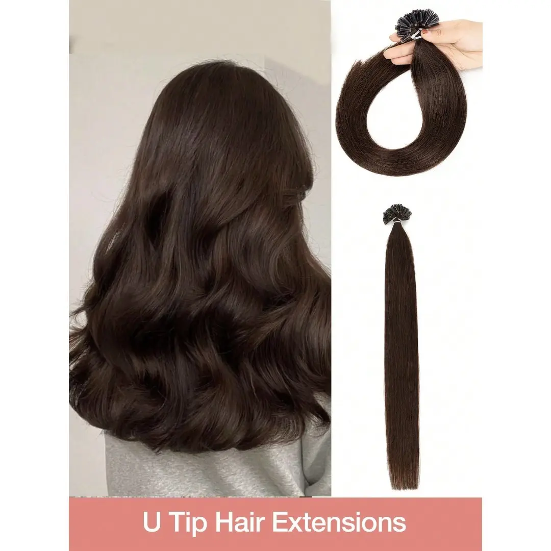 30g/pack 50strands/pack U Tip Human Hair Extensions Straight Hot Fusion Hair Natural Real Hair Keratin Glue Hair Extensions 12inch-20inch Blonde Black Brown Hair