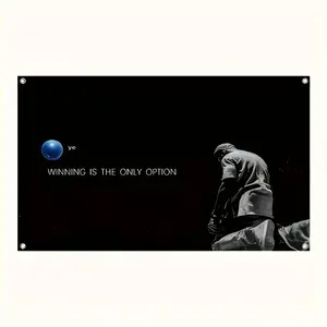 Tapestry Decor Inspirational Rap Artist Quote Tapestry Flag - "Winning is the Only Option" Design, Durable Polyester,  Ideal for Living Room & Home Decor Banner, Versatile for All Seasons, No Electricity Needed 60X40 Inches