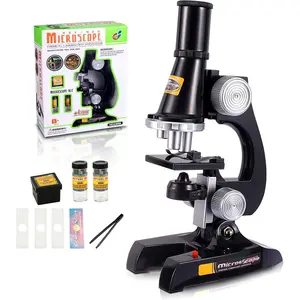 Science Kits for Kids Beginner Microscope Kit with LED 100X 400X and 1200X Black Magnification Kids Educational Toy Birthday Halloween
