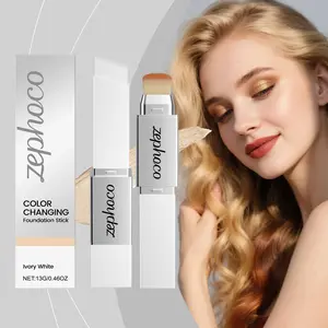 Zephoco Ivory White 2-in-1 Color-Changing Foundation Stick Lightweight Hydrating Natural Fit Non-Cakey Lightweight Clear Foundation