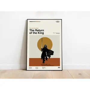 The Return of the King Unframed Poster - Mid-Century Modern LOTR Art Print - Vintage Middle-earth Wall Decor - Epic Fantasy Movie Minimalist Illustration