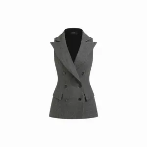 Cider Glen Check Collar Double Breasted Blazer Vest