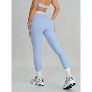 Light Blue Line Leggings 25"