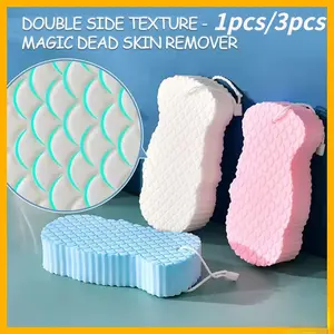3pcs Super Soft Exfoliating Bath Sponge, Reusable Body Scrubber, Gentle Natural Fiber Shower Sponge for Adults & Kids, Spa Experience, Dual Sided Sponge, Body Care Tool