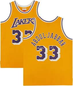 Kareem Abdul-Jabbar Los Angeles Lakers Autographed Mitchell & Ness Gold 1984-85 Swingman Jersey with "HOF 95" Inscription - Fanatics Authentic Certified