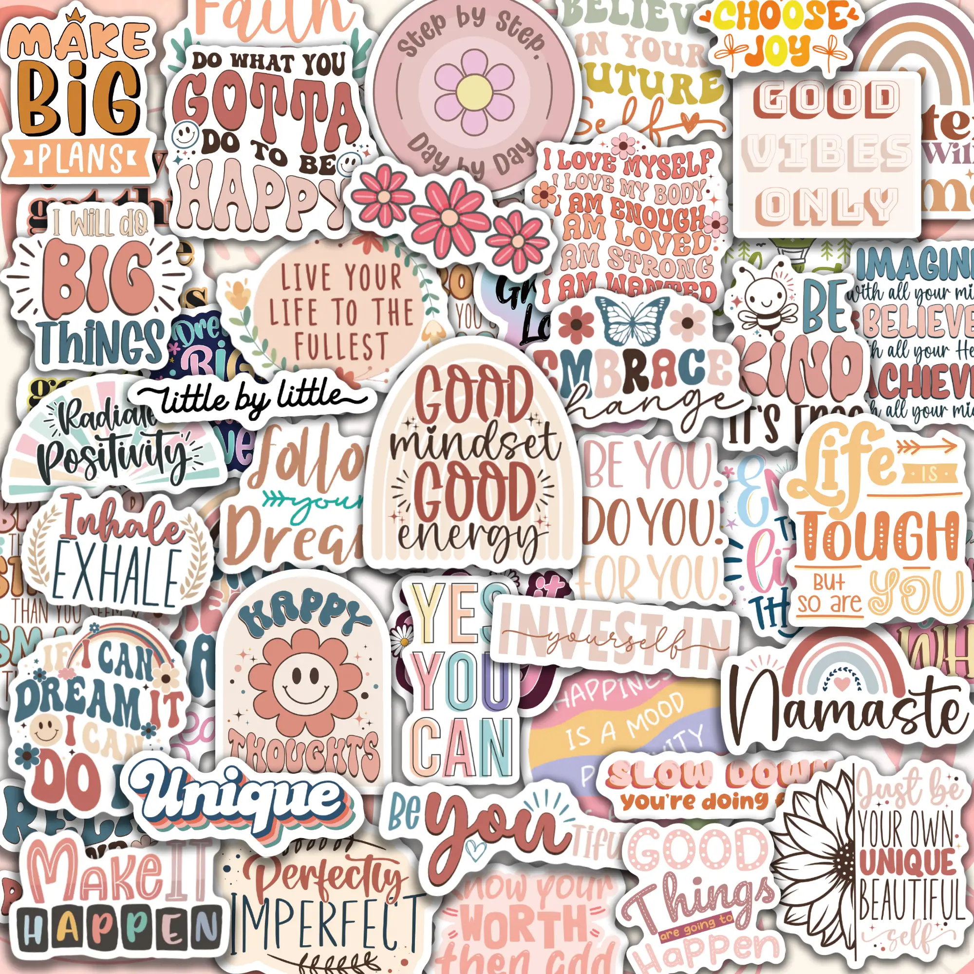 300PCS Motivational Stickers for Water Bottles Laptops, Inspirational Quote Waterproof Vinyl for Journals Cups, Affirmation, Positive Mental Health Bo