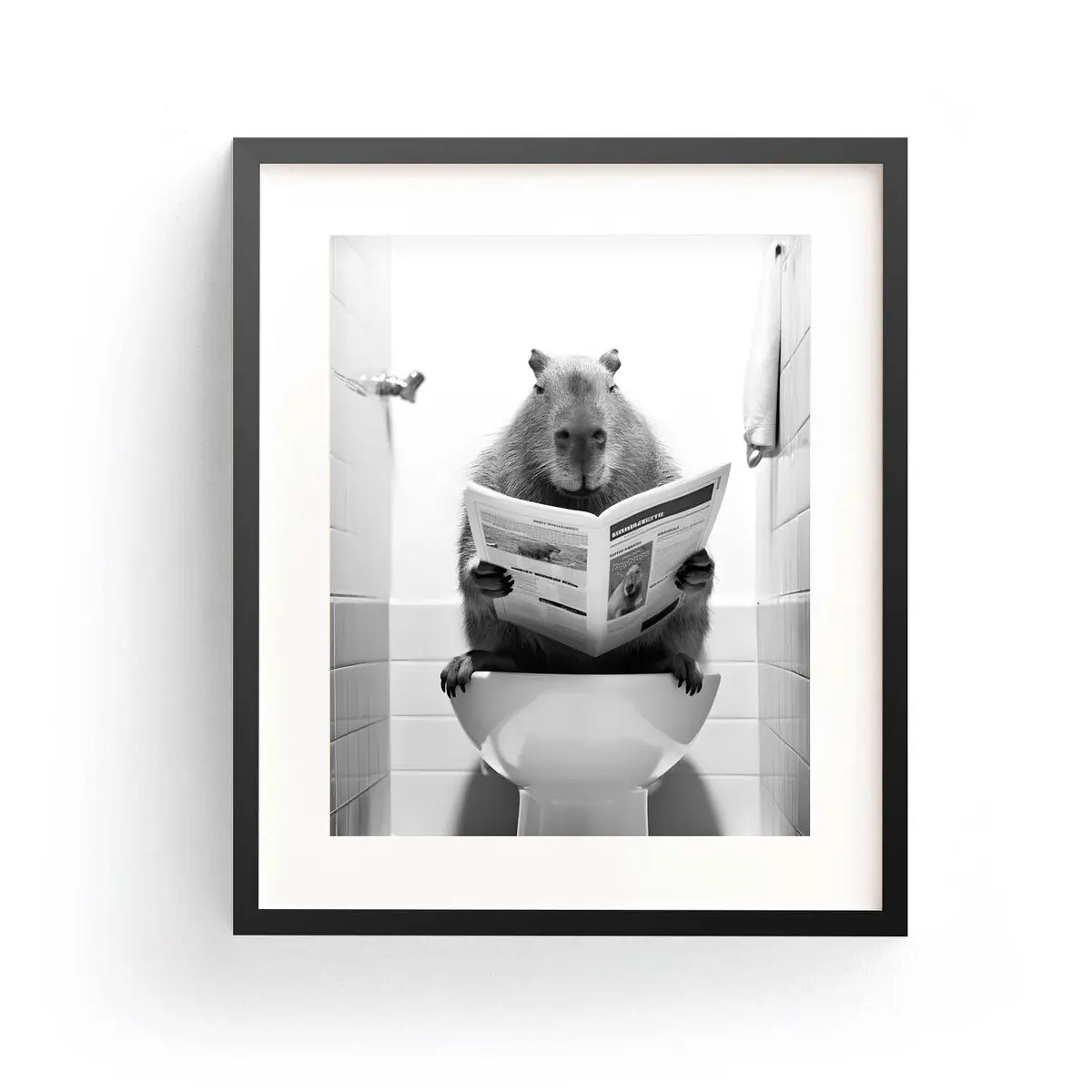 Capybara Wall Art Funny Bathroom Cute Capybara Art Capybara Poster Capybara Print Kids Bathroom Whimsy Animal Art Capybara Reading Unframed