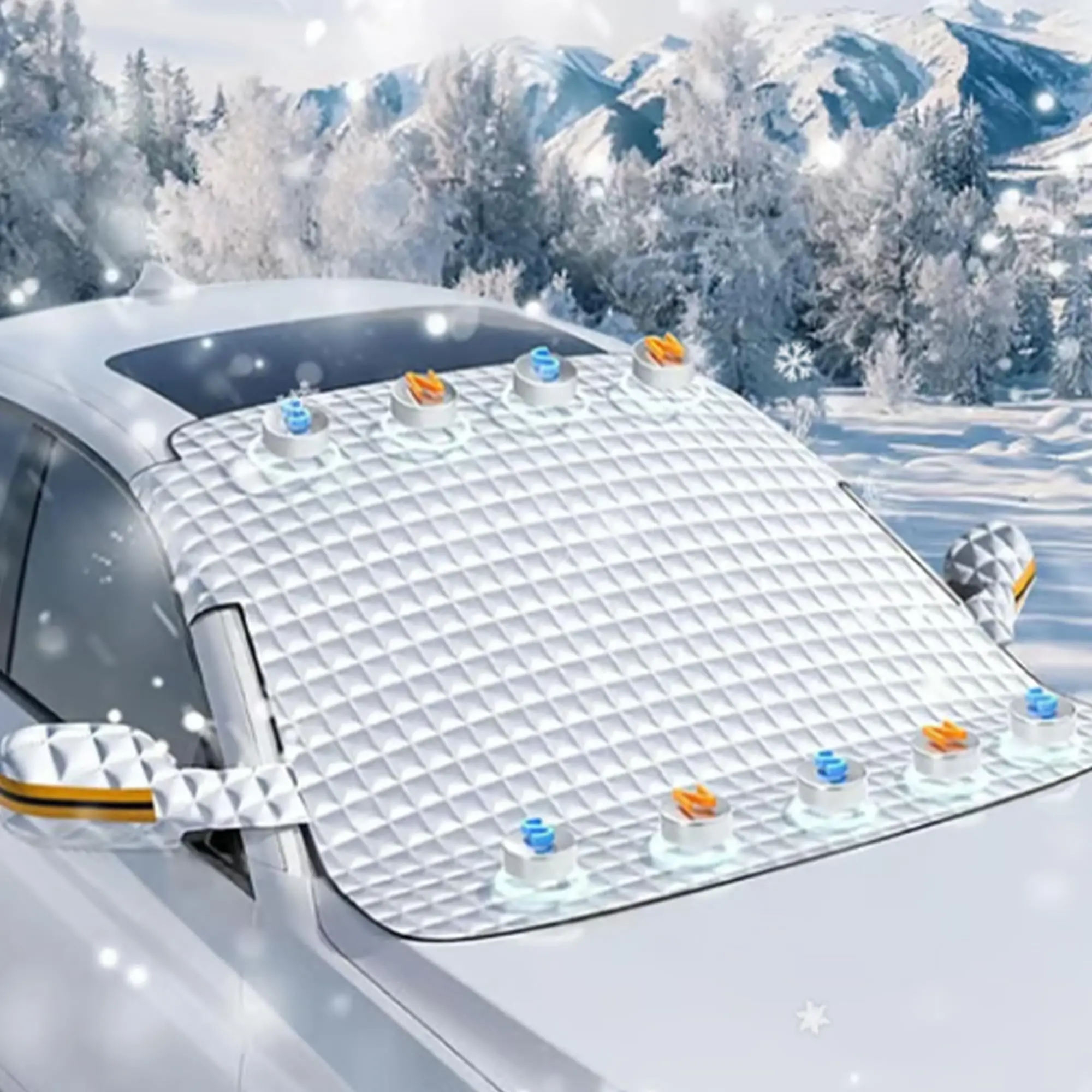 Universal All-Season Car Front Windshield Cover - Sunshade, Snow, Ice, Frost, Rain, Dust Guard Protector (44" x 58")