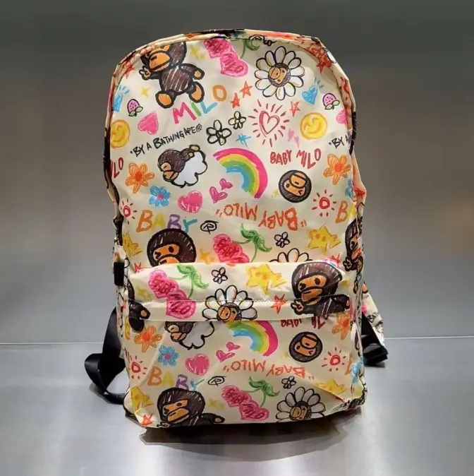 Cute Cartoon Monkey Print Backpack Large Capacity Graffiti Student School Bag